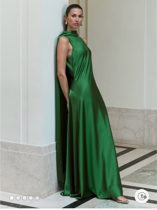Reiss Dresses & Skirts - Reiss Emerald Green Satin Halter Evening Gown